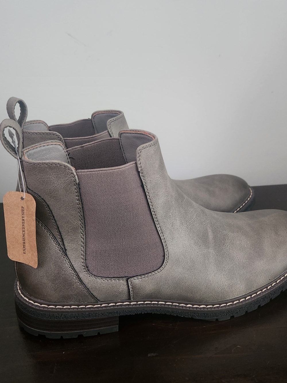 Men's Grey Chelsea Boots with Elastic Side Panels